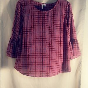 Elle Plum Grid Blouse
